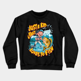 A Kids Fishing Passion Crewneck Sweatshirt